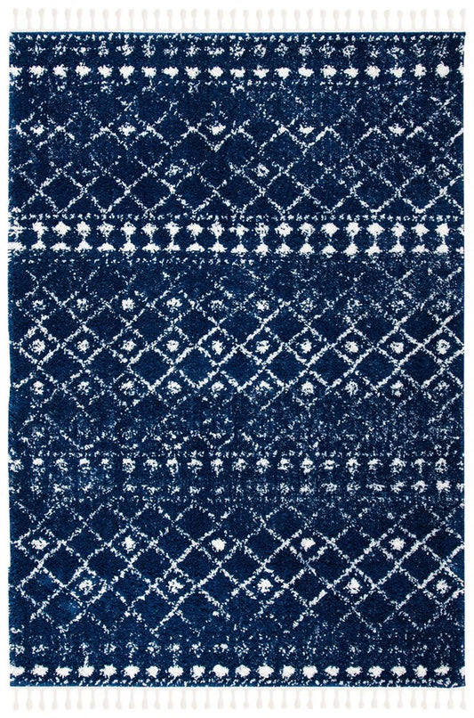 Safavieh 9& x 12& Berber Fringe Shag BFG519N Dark Blue / Ivory Rug RFO8_J7VLB80