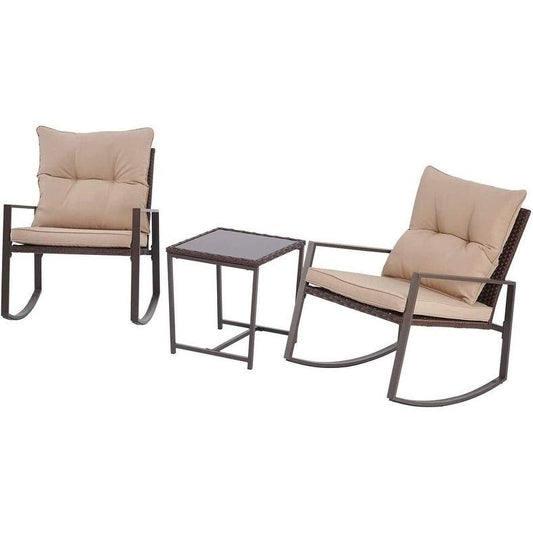 Pheap Outdoor 3-Piece Rocking Wicker Bistro Set by Havenside Home - Brown ZUC1_Z5HUT35