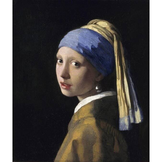 Easy Art Prints Johannes Vermeers The Girl with A Pearl (White) Earring Premium Canvas Art (39 x 33) JSK8_S9RTE44