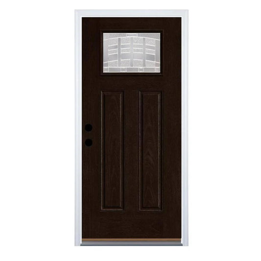 Therma-Tru Benchmark Doors Emerson 36-in x 80-in Fiberglass Craftsman Right-Hand Inswing Dark Elm Stained Prehung Single Front D UVS0_T2SOD27