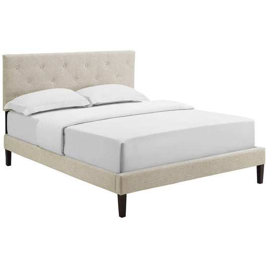 Modway Tarah King Fabric Platform Bed with Squared Tapered Legs Beige LWF2_K8REG82