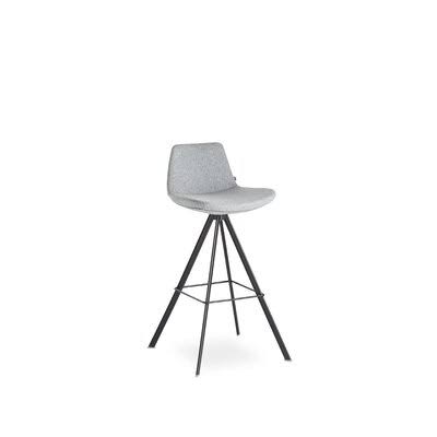 Fechteler Bar  Counter Swivel Stool Ivy Bronx Upholstery: Gray Wool, Color: Black, Seat Height: Bar Stool (29 Seat Height) VRE4_Y8IWY40