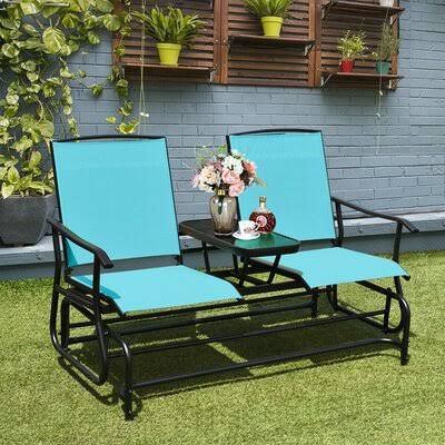 Biggs Outdoor Glider Bench Arlmont  Co. Color: Turquoise WFQ3_Q4VER20