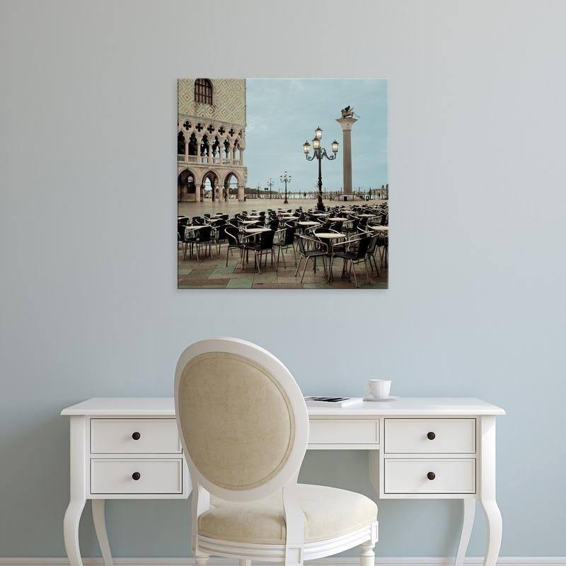 Easy Art Prints Alan Blausteins Piazza San Marco #4 Premium Canvas Art - 40 x 40 - Modern Black Frame PNE5_G3GNH54