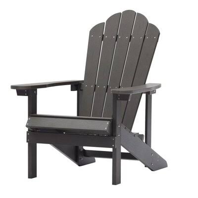 Plastic Outdoor Patio Adirondack Chairr Highland Dunes Color: Charcoal Gray HXU2_Q8EWA76