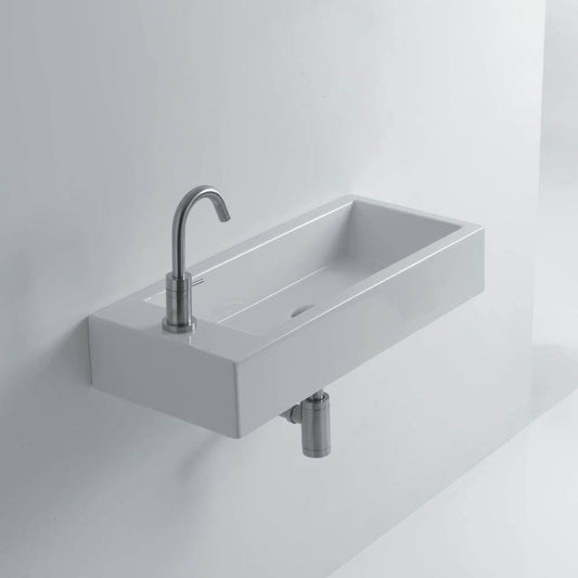 WS Bath Collections Hox WSBC Ceramic White Ceramic Wall-Mount Rectangular Bathroom Sink (19.7-in x 11.8-in) | Hox WSBC 50R BTB3_C6MCJ19