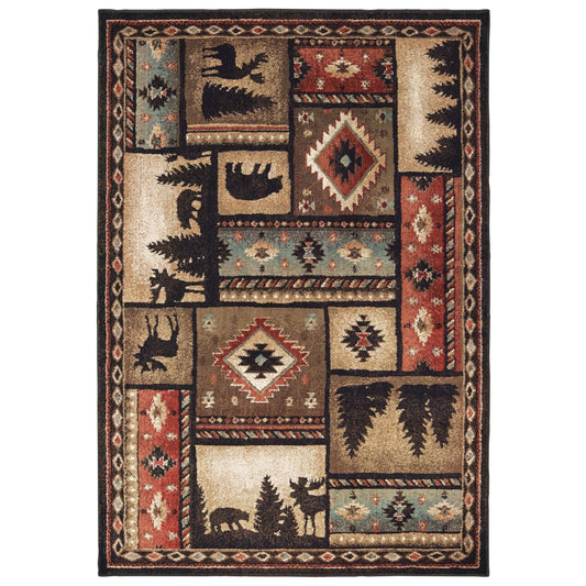 Westley Lodge Patchwork Area Rug - 6&7x22 x 9&2x22 - Black/Multi UJJ0_M9VRH39