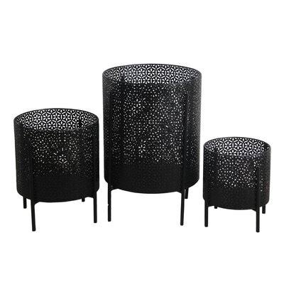 Allandra 3-Piece Metal Pot Planter Set Joss  Main Color: Black YAC8_J9XNV89