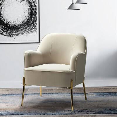 Cleo 28x22 Wide Velvet Armchair Gold Flamingo Fabric: Tan RIJ4_M1IKS17