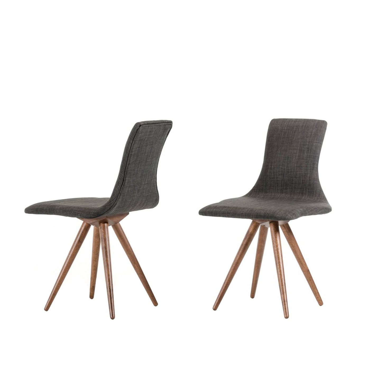 Benjara BM223498 Fabric Upholstered Dining Chair with Splayed Legs Gray  Brown - Set of 2 TQU0_W2BRZ26