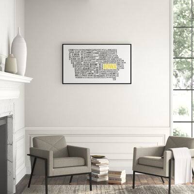 &Iowa State& Framed Graphic Art Print on Canvas JBass Grand Gallery Collection Brown/White/Black 27.75x22 H x 47.75x22 W x 1.5x2 XTE8_M9KXB18