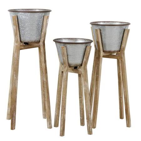 Gracie Oaks Verrill Modern Rustic 3-Piece Aluminum Pot Planter Set RJW2_P9VOK86