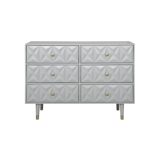 Linon Home Decor Dixon Grey Six Drawer 18 in. D Geo Texture Dresser FRT2_G1REN29