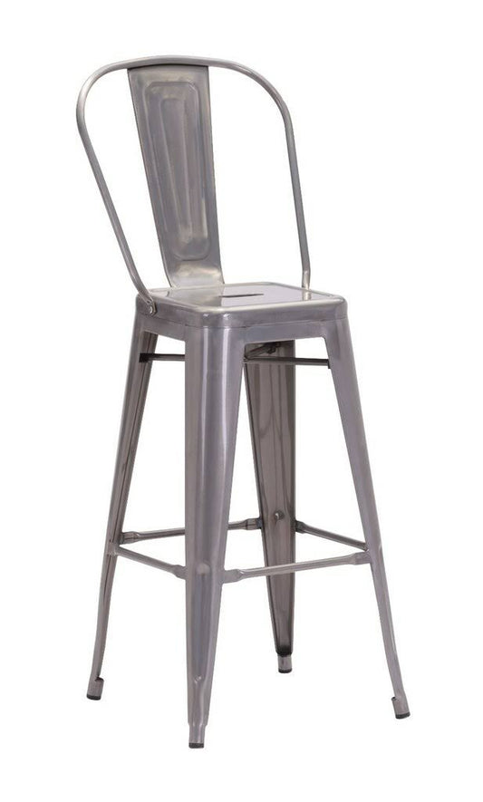 Zuo Modern Elio Kitchen Dining Bar Chair, Silver Metal, Set of 2 XGJ2_B1BKR81