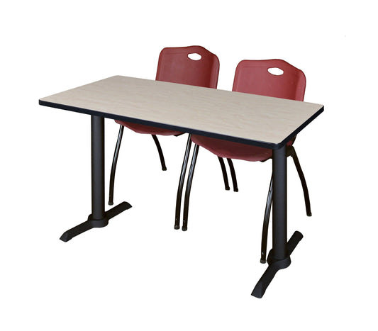 Regency Cain 48x22 x 24x22 Training Table- Maple  2 &M& Stack Chairs- Burgundy EKW5_P1WFV70