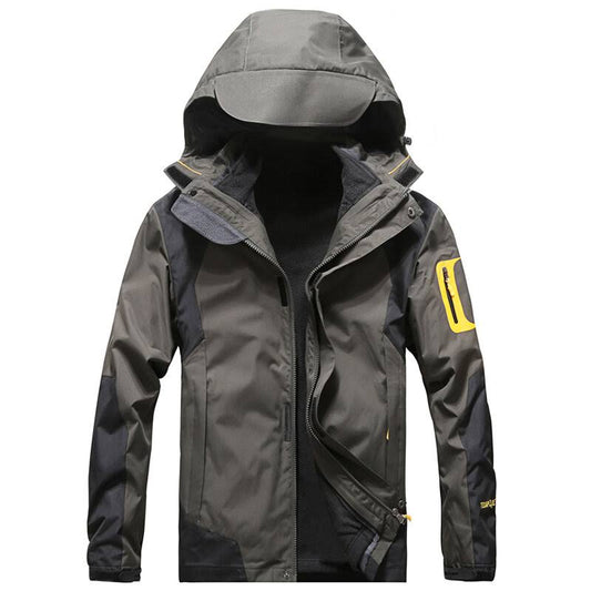 Banggood 3 in 1 Men Winter Hiking Jackets Outdoor Thick Warm Hooded Coat Removable Liner Camping Climbing Skiing Windbreaker STW2_K0OFB79