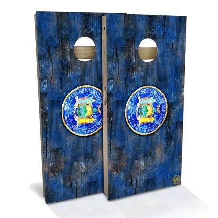 New York Flag Color Cornhole Board Set - Choose Your Size  Accessories, Size: Backyard 2x4 (24 x 48), Multicolor ALC3_P7ZQA27