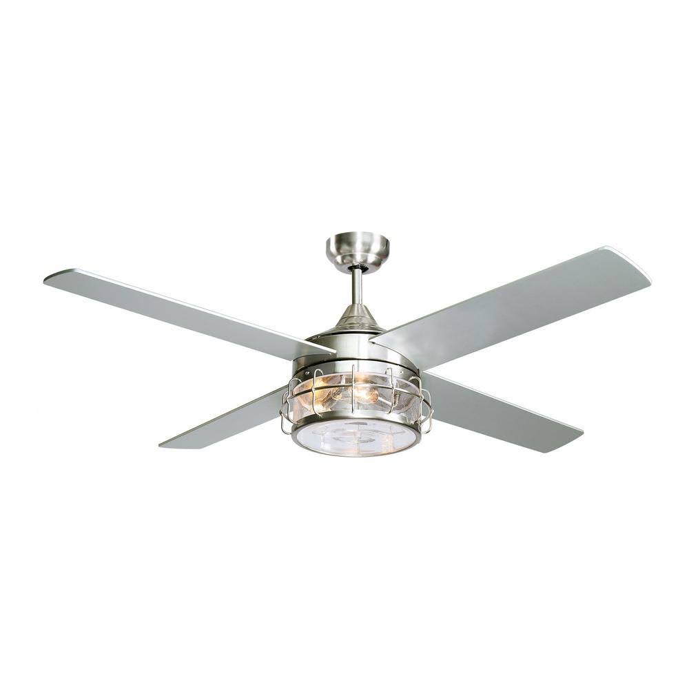 Matrix Decor 52 in. Satin Nickel Downrod Mount Chandelier Ceiling Fan with Light and Remote Control ENM5_F6CAA35