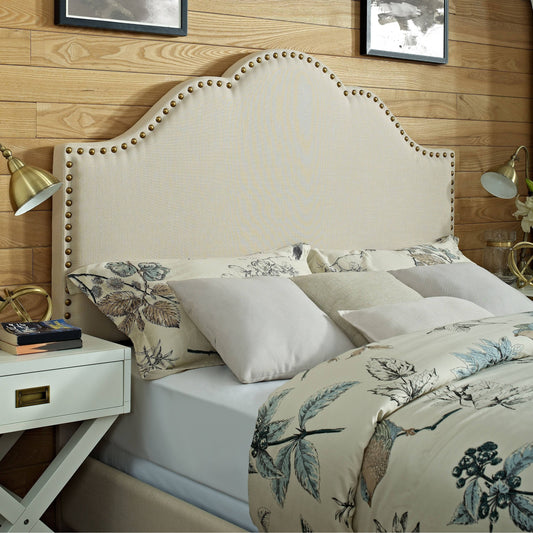 Preston Camelback Upholstered Full/Queen Headboard in Creme Linen - Crosley CF90007-501CR YEO3_U6BCR61