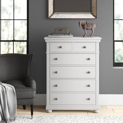 Theodis 5 Drawer Chest Greyleigh Baby  Kids Color: Natural White SRB2_C5JNX13