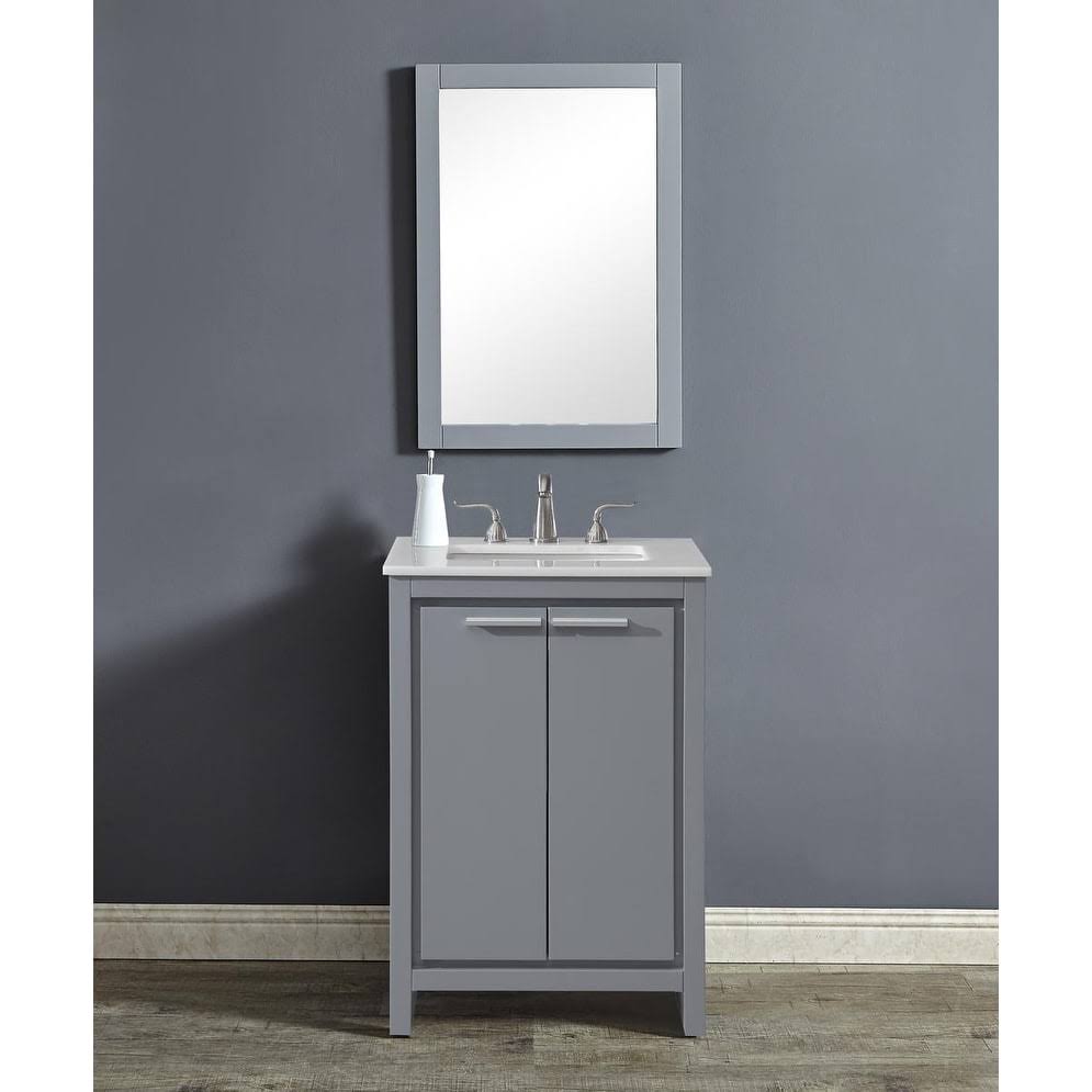 Pennsport Contemporary Sleek Bathroom Vanity Cabinet Set with Marble Top - 24 inch - Grey PP18Grey FVQ2_J0OIR66