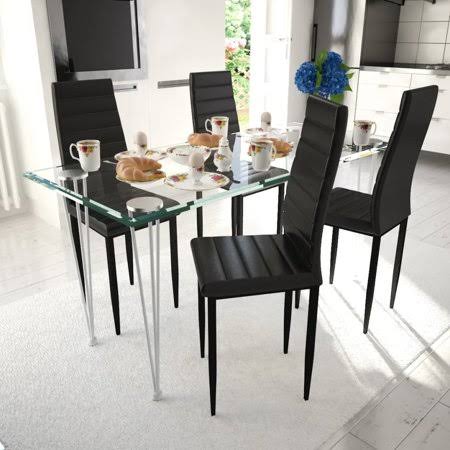 Cacagoo Dining Chairs 4 Pcs Black Faux Leather, Size: 16.1 OZW3_R8ESH51