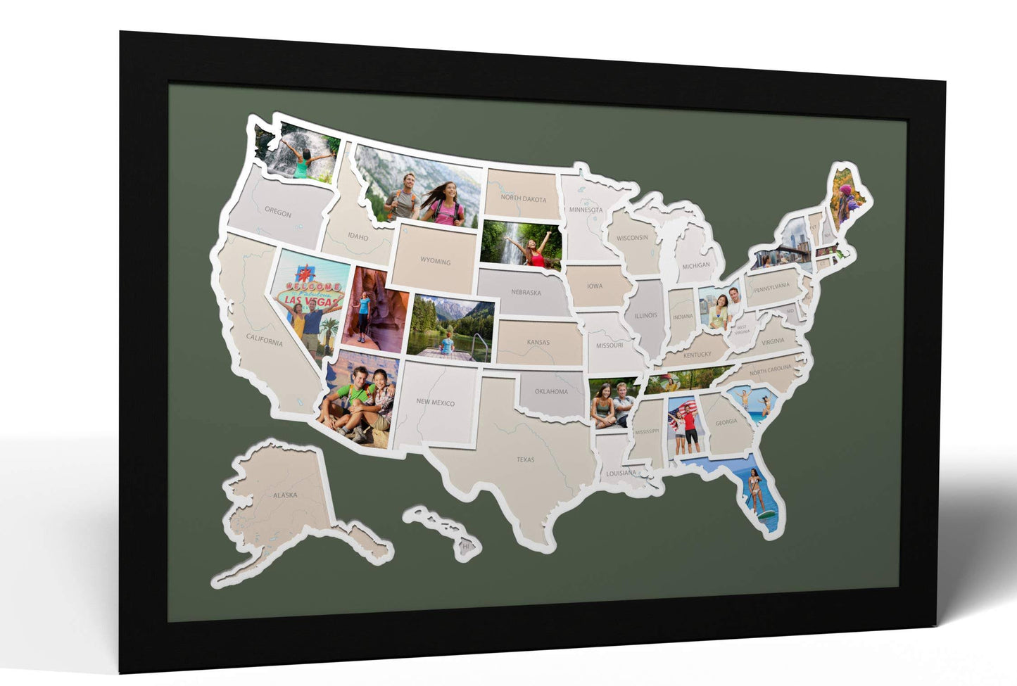 Thunder Bunny Labs 50 States USA Photo Map - Frame Optional - Made in America (zucchini, Black Frame) CCX1_O4WXR94