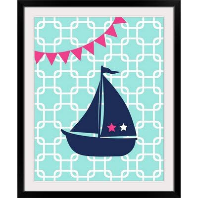 Aguayo sailboat Chain II Girl& by Tamara Robinson Graphic Art Print Sunside Sails Format: Black Frame, Size: 44x22 H x 37x22 W  GHT3_N5XKW11