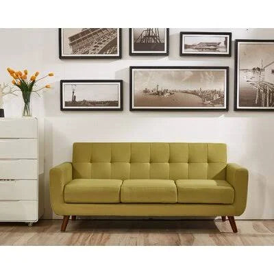 Hayley 70.47x22 Velvet Square Arm Sofa George Oliver Fabric: Olive Green GCA1_B9JPP41