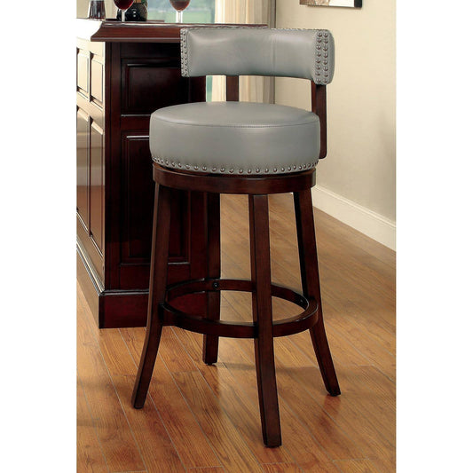 Furniture of America Adrina Contemporary Style Leatherette 24 in. Swivel Bar Stool - Set of 2 Gray IEC3_P4RKS39