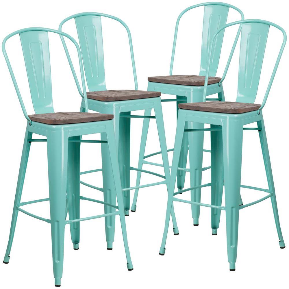 Carnegy Avenue 46 in. Mint Green Bar Stool (Set of 4), Mint Green/Brown TUK5_Q6PTX70