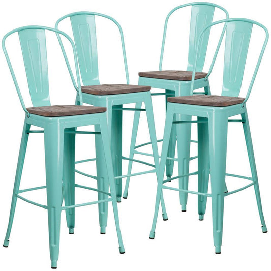 Carnegy Avenue 46 in. Mint Green Bar Stool (Set of 4), Mint Green/Brown TUK5_Q6PTX70