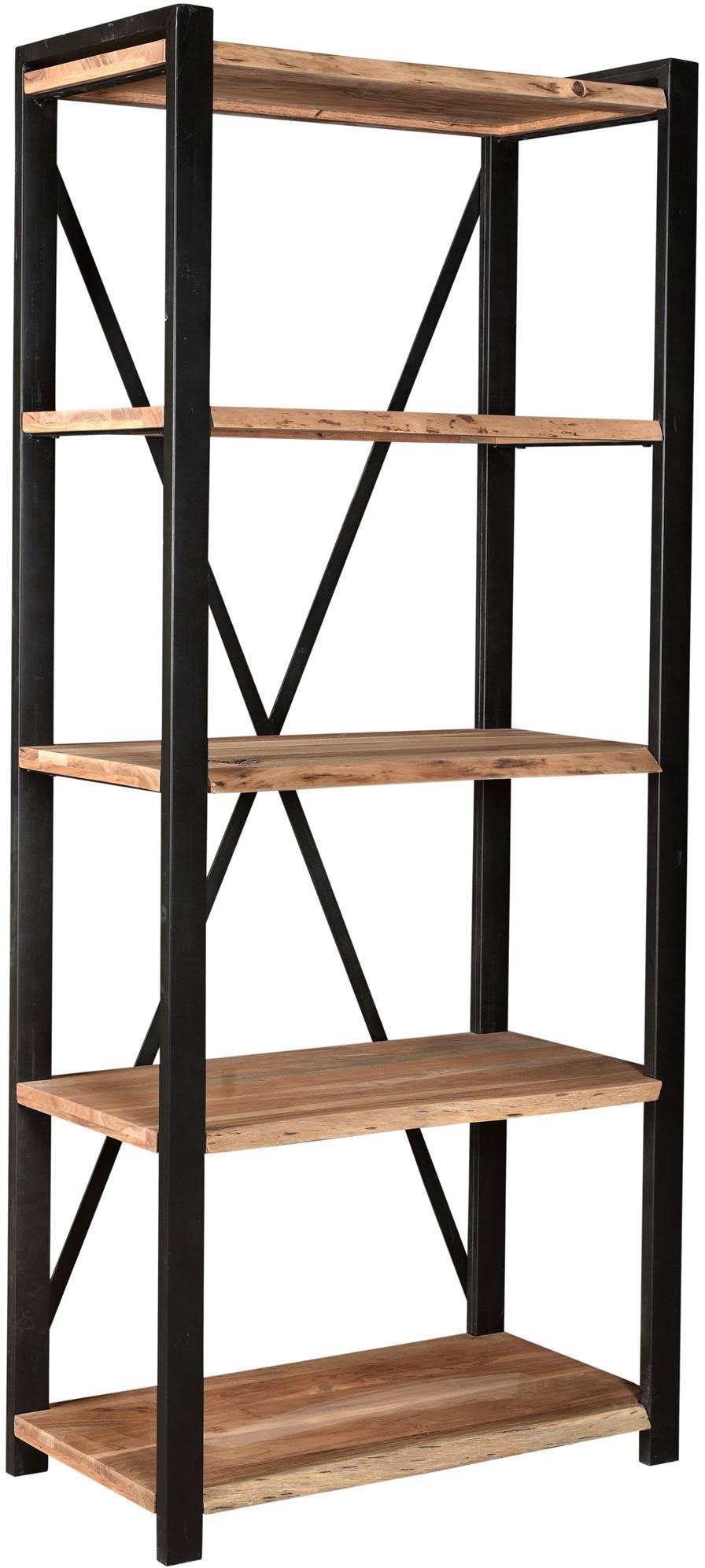 Bengal Manor Live Edge Natural Acacia and Iron Etagere SHT2_Y6IAL64