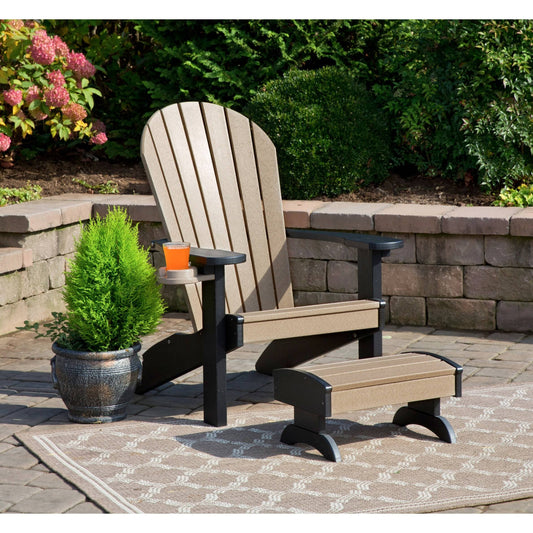 Poly Adirondack Classic Chair Set - Weathered Wood/Black UUI6_A0WKK94