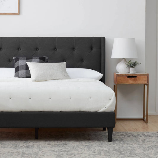 Brookside Bella Button Tufted Wingback Upholstered Bed - Charcoal - King EJZ1_C6BCF88