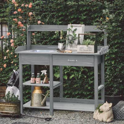 Amaia Fir Potting Bench Arlmont  Co. Color: Gray KGL9_F3XQB07