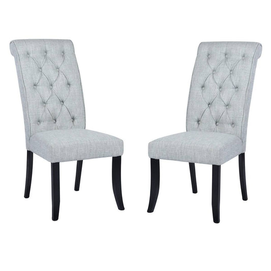 Furniturer Wilona Light Grey Fabric Solid Wood Upholstered Dining Chair (Set of 2) ZTY7_H5JIM94