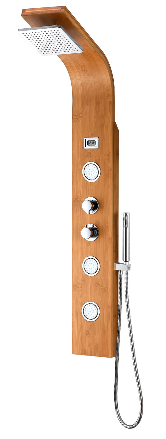 Anzzi SP-AZ059 Crane Series 60 in. Full Body Shower Panel System with Heavy Rain Shower and Spray Wand Natural Bamboo WAI5_U3NGB34