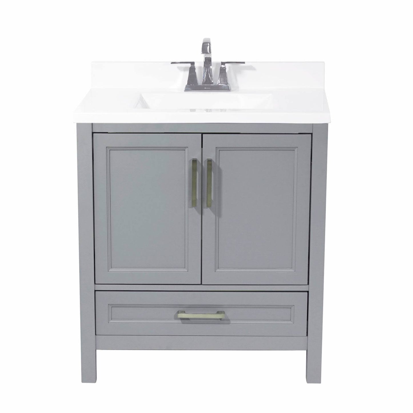 Solerno Bath Vanity with Cultured Marble or Quartz Stone Top (Color: Gray, Vanity Top: with Backsplash in White with White Basin YES0_A2HXZ53