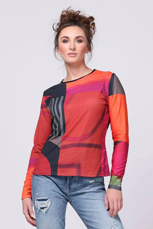 Catalyst Tee by Andrea Geer - Red Mix, L (14-16) (Knit Top) ZCJ3_Z6ZNW62