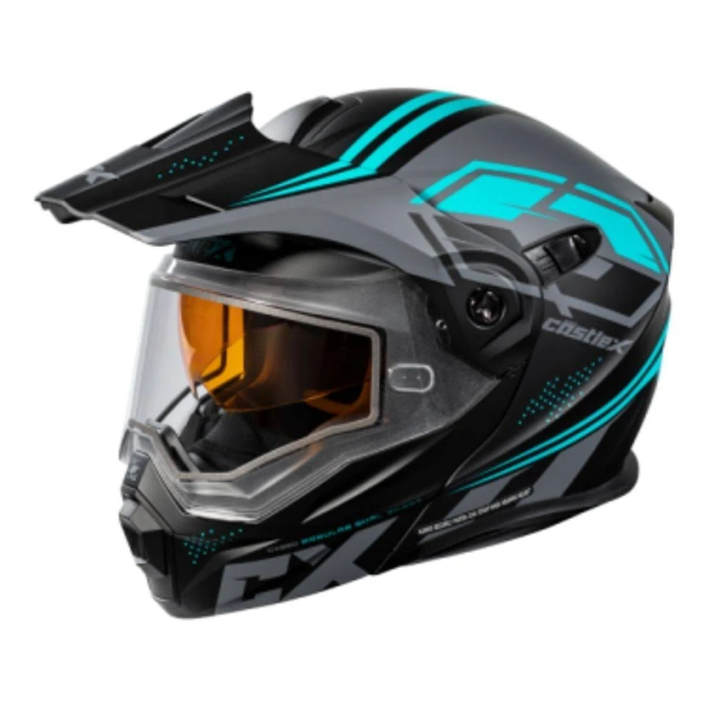 Castle x Exo-cx950 Siege Modular Dual-Sport Snow Helmet W/DUAL Lens Shield Matte Black-Turquoise 2XL QBF0_J5UET64