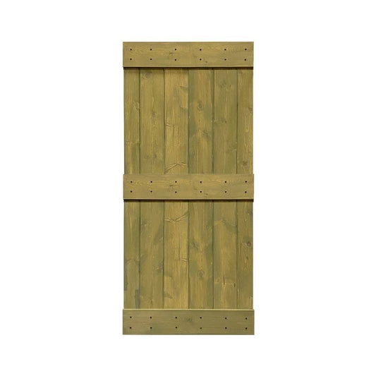 CALHOME Mid-Bar Series 38 in. x 84 in. Solid Jungle Green Stained Pine Wood Interior Sliding Barn Door Slab MMU9_H3EQC01