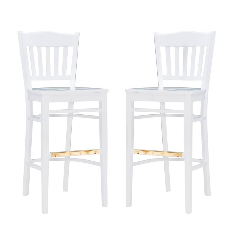 Linon Adella Solid Wood Set of Two Barstools in White - CYMX2400 VOX4_Y6XJN29