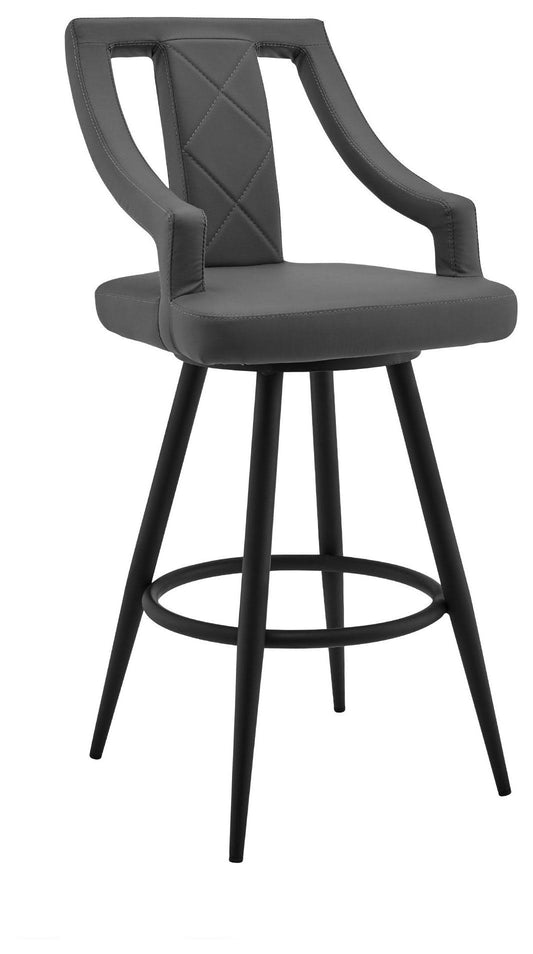 Armen Living LCMXBABLGR26 Maxen 26x22 Gray Faux Leather and Black Metal Swivel Bar Stool FVS8_L4IPG00