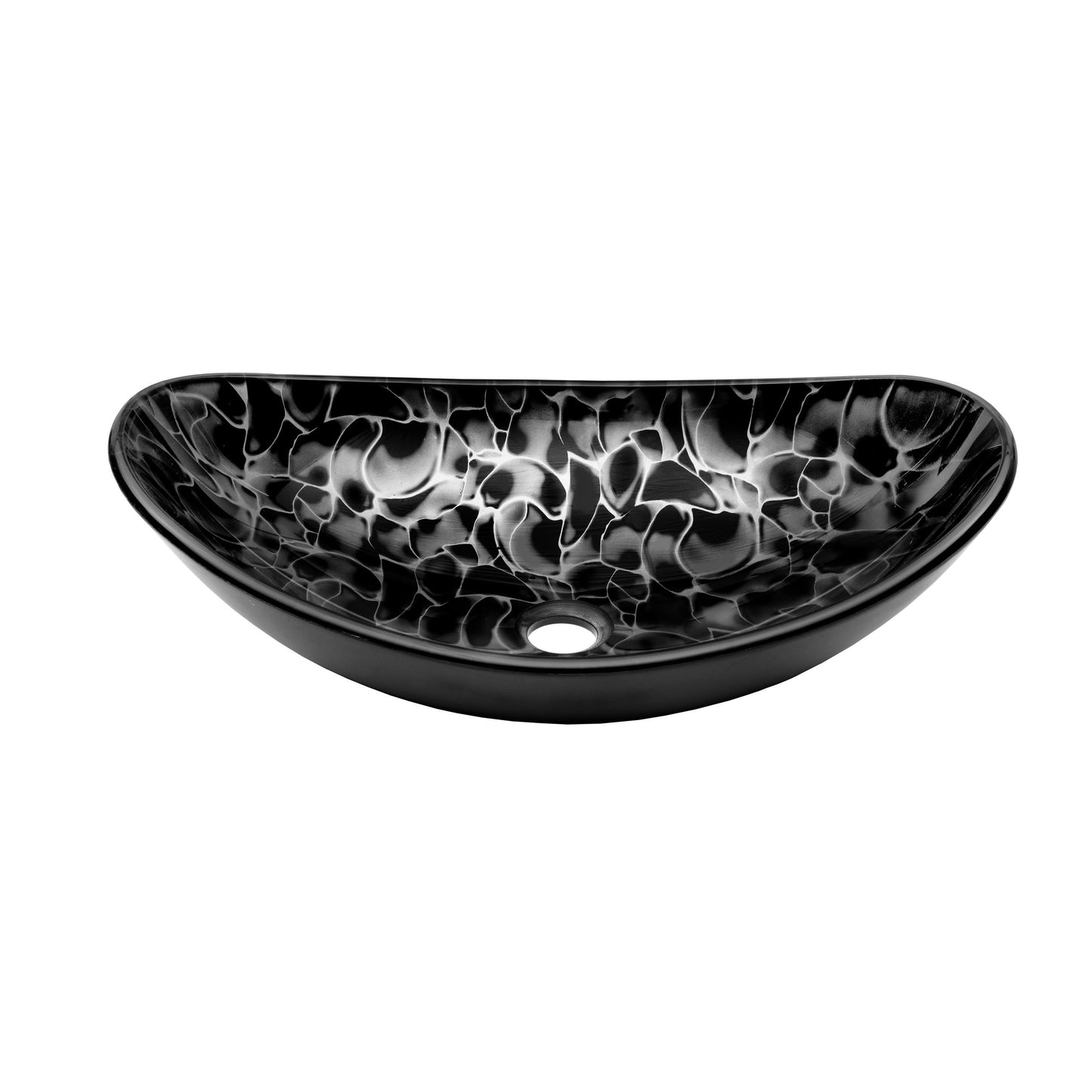 Novatto Tartaruga Oval Glass Vessel Bathroom Sink Set, Chrome CSX0_N7IFW58