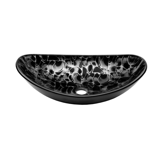 Novatto Tartaruga Oval Glass Vessel Bathroom Sink Set, Chrome CSX0_N7IFW58