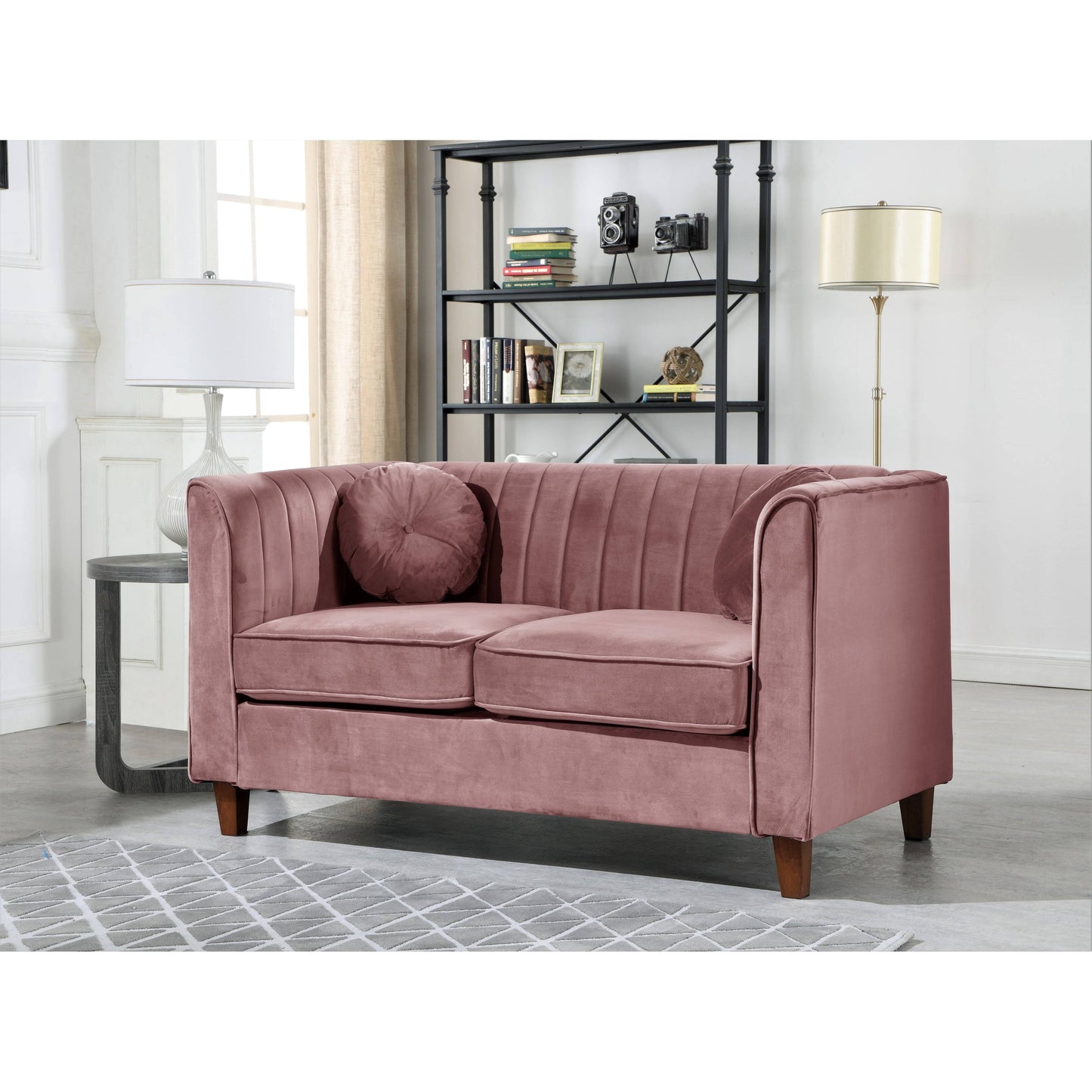 Boton Chesterfield Loveseat - Pink OLU0_A8CMW76