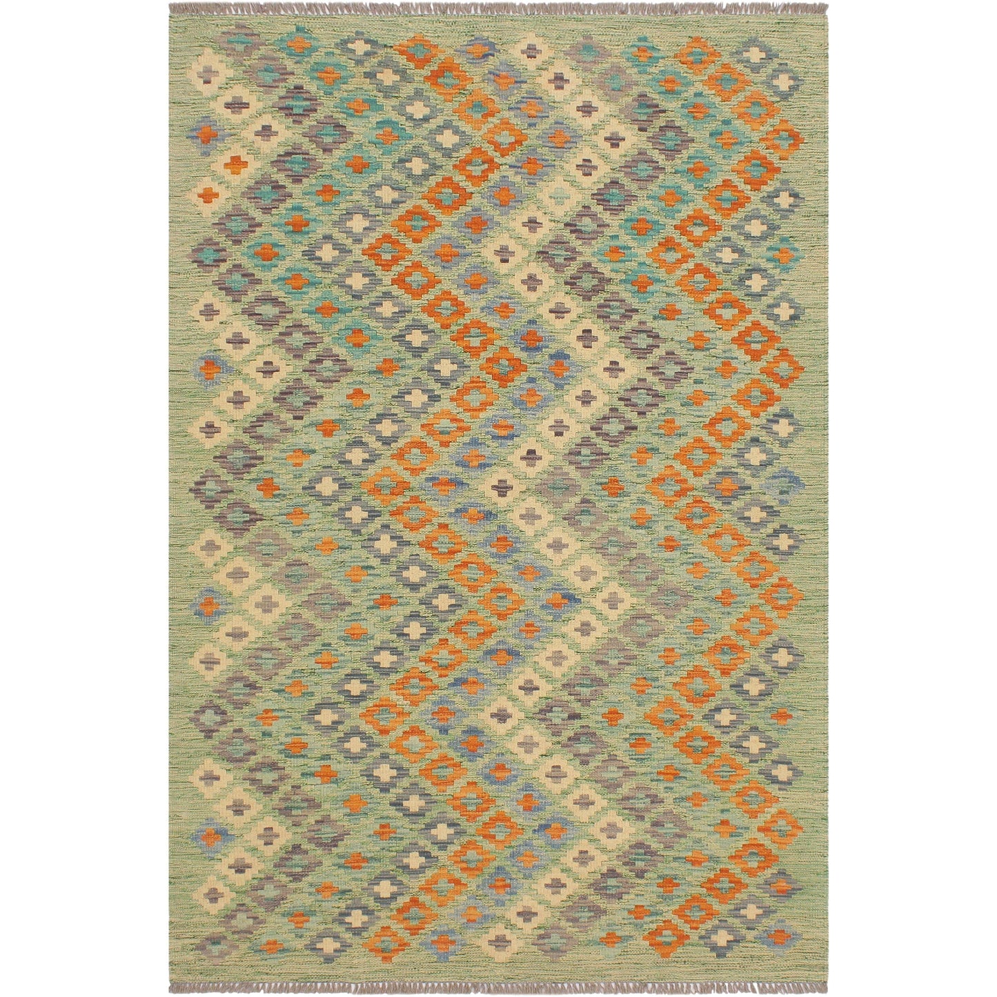 Geometric Kilim Jeanice Green Blue Hand Woven Area Rugs FLO3_M9HDE89