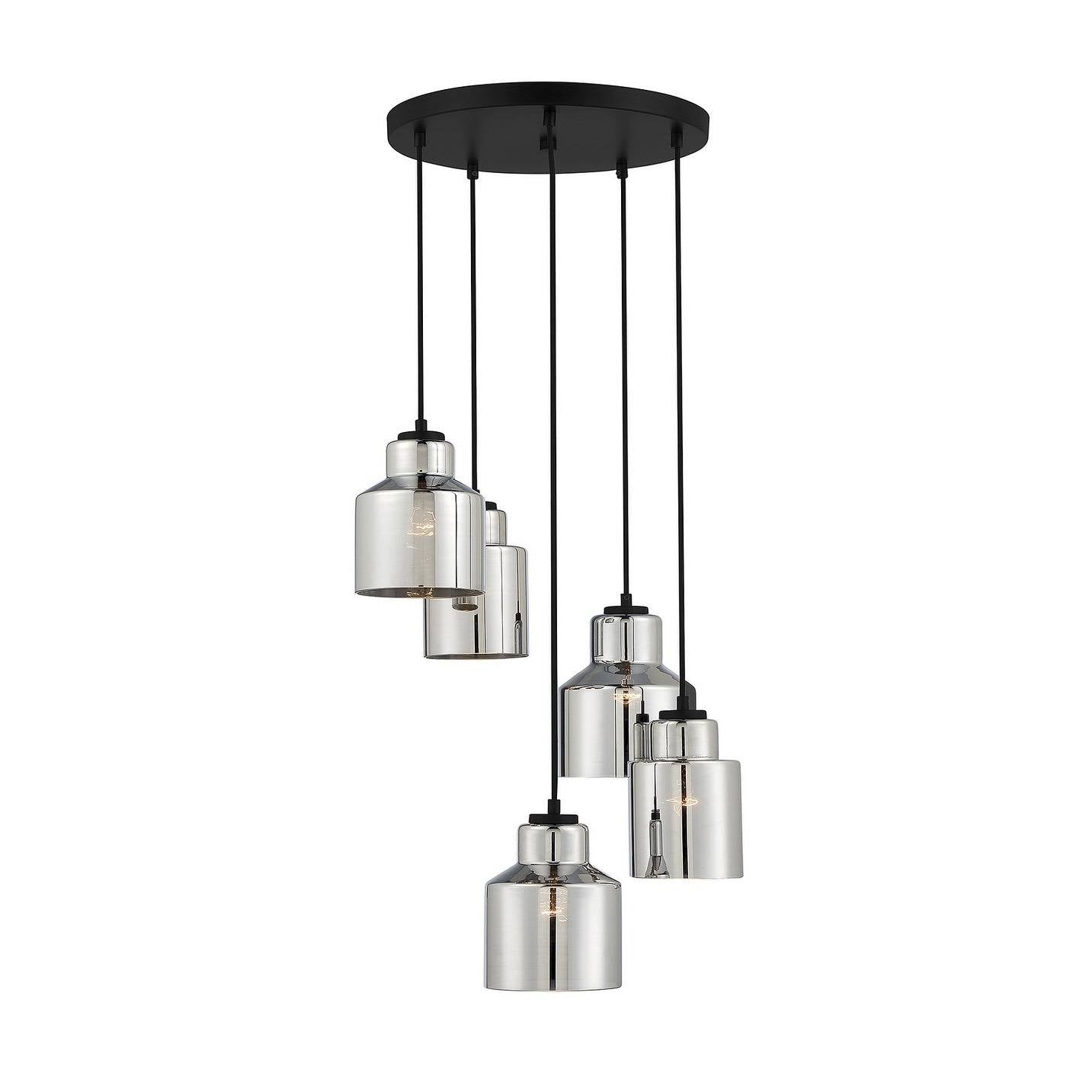 Madison Five Light Chandelier Matte Black - Exact Size NRI1_X6ZBX60