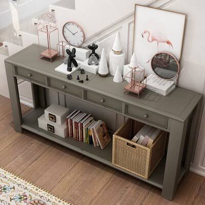 Nyquist 64x22 Solid Wood Console Table Canora Grey Color: Gray SDC7_F3VOL91